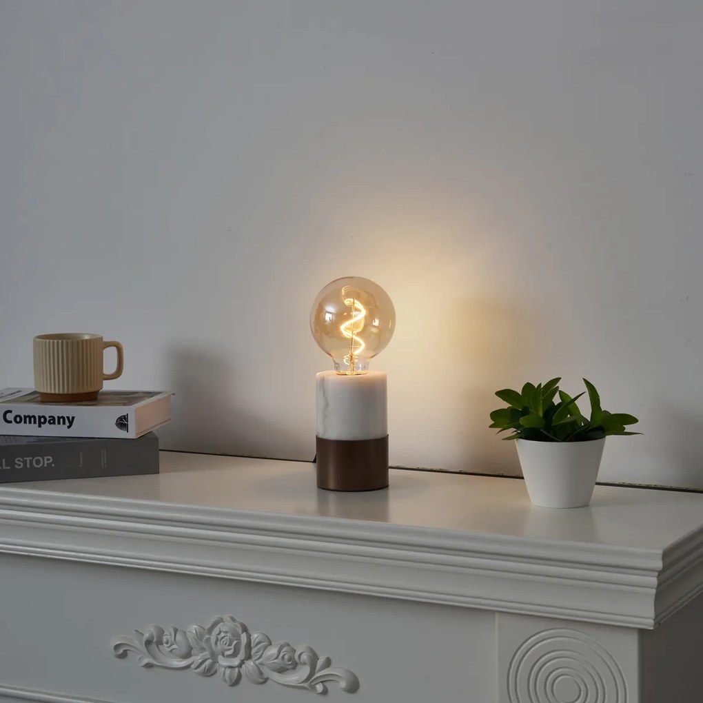 Lampă de masă modernă bronz cu marmură albă - Marissa