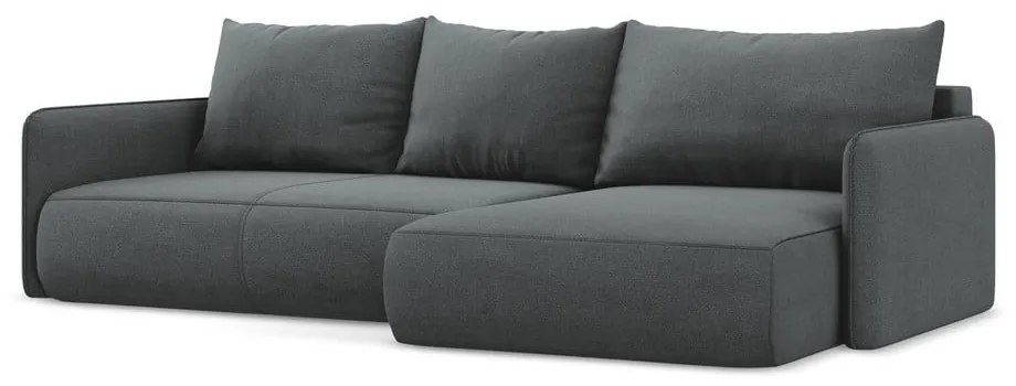 Colțar gri extensibil/cu spațiu de depozitare (cu colț pe partea dreaptă) Nanea – Makamii