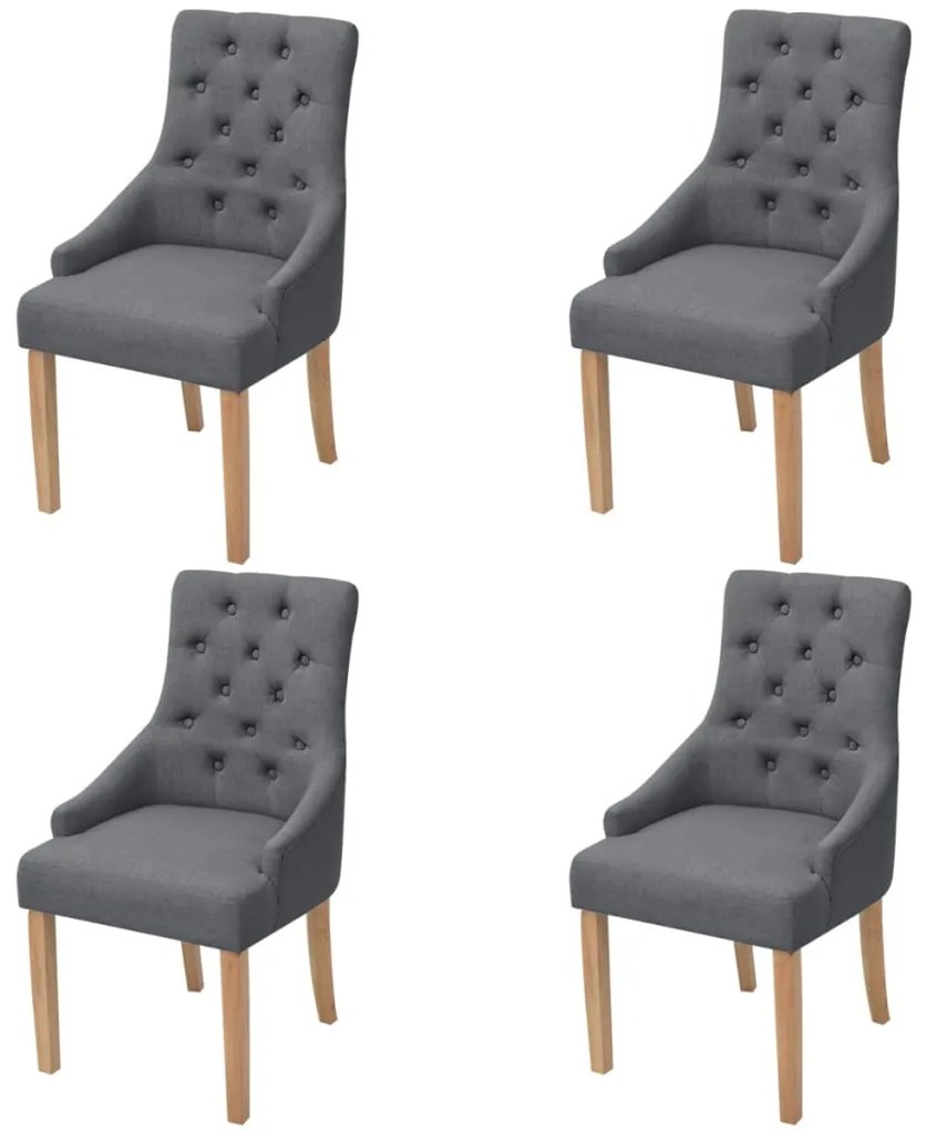 vidaXL Scaune de bucătărie pivotante, 4 buc., gri închis, textil