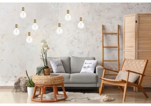 Lustră pe cablu MIROS 7xE27/60W/230V albă/aurie