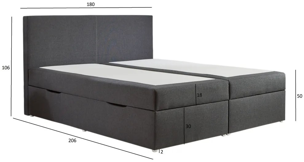 Pat continental BOXSPRING HARRY BX2160 180x200 cm - antracit