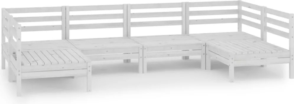 vidaXL Set mobilier de grădină, 6 piese, alb, lemn masiv de pin