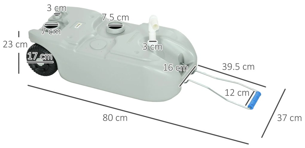 Rezervor Outsunny 40L Camping Robinet Roți | Aosom Romania