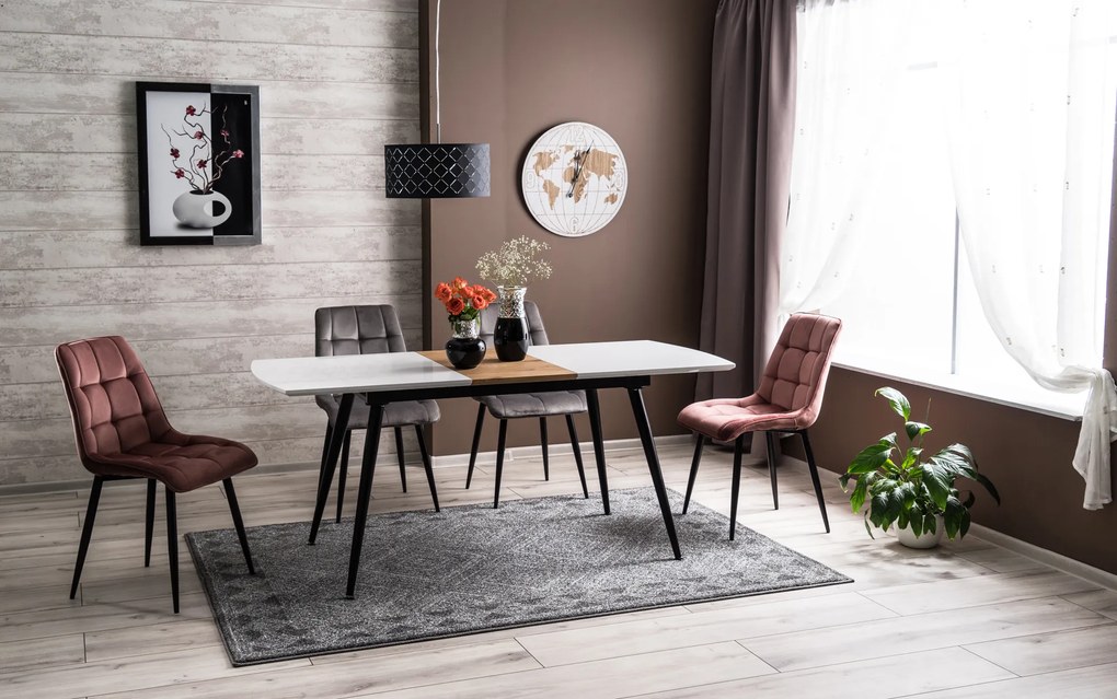 MAZZONI EXPORT POSH Roz Pulbere (țesătură Bluvel 52) - TAPIȚERIE MODERNĂ PENTRU LIVING/SUFRAGERIE CATIFEA