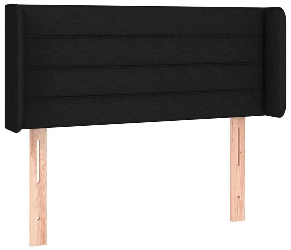 Tablie de pat cu aripioare negru 103x16x78 88 cm textil 1, Negru, 103 x 16 x 78 88 cm