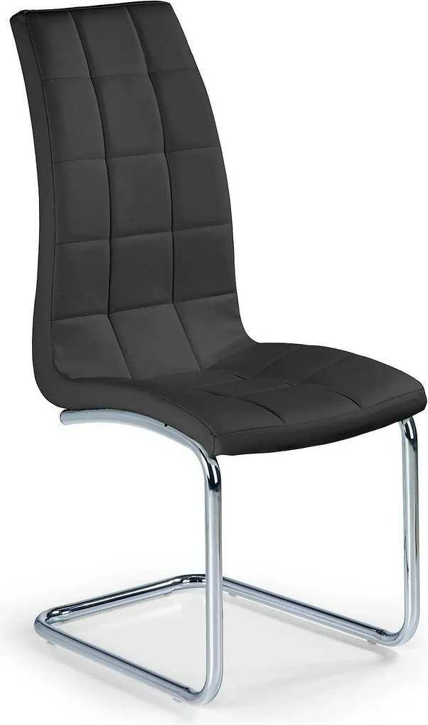 Scaun tapitat K147, negru/crom, piele ecologica/metal, 42X55X101 CM