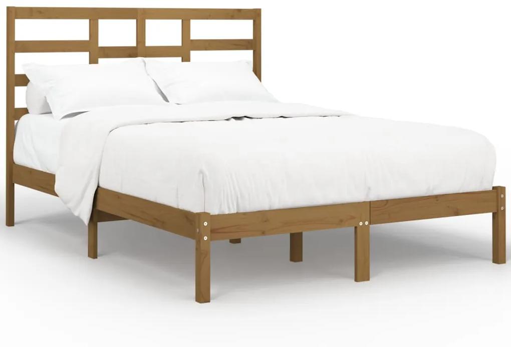 Cadru de pat, maro miere, 140x190 cm, lemn masiv maro miere, 140 x 190 cm