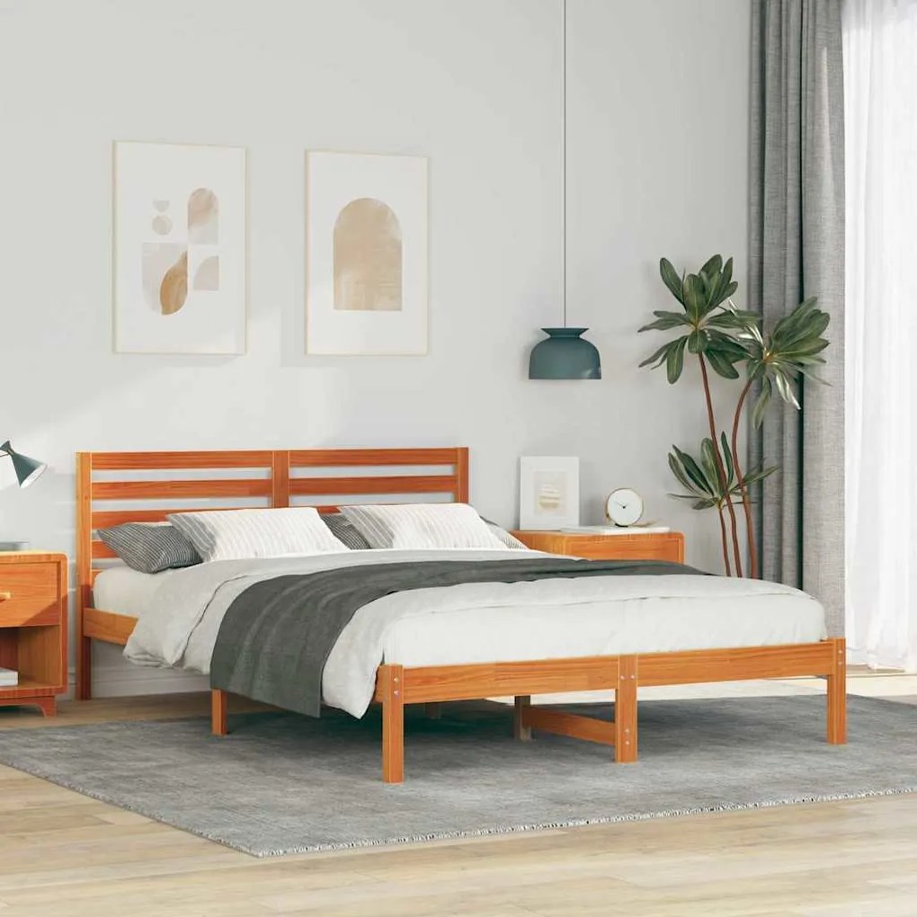 vidaXL Cadru de pat Maro ceruit 140 x 220 cm Lemn masiv de pin