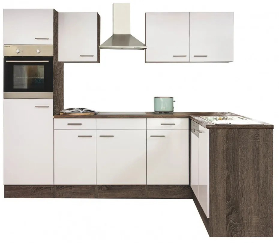 Corp de bucătărie de colț Yorki 280, corp din stejar Yorki, cu față alb satinat