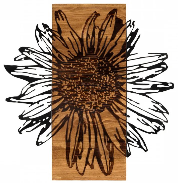 Accesoriu Decorativ de Perete Daisy, Metal / Lemn