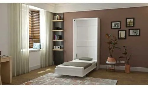 Pat rabatabil single fara somiera - PRIMER HAPPY (90X200) - Alb Mat