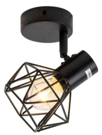 Lustră Rustică cu Soclu E14, Negru – Design Compact din Metal, 100×100×160 mm