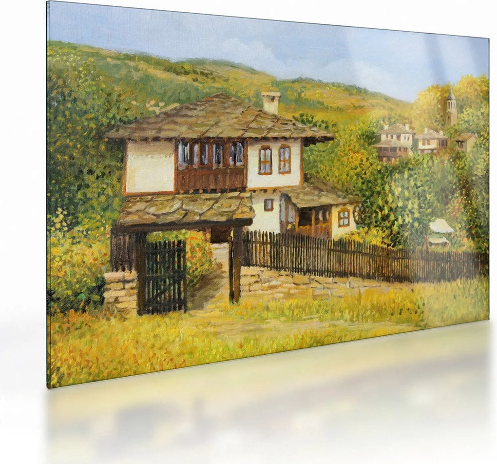 Tablou pe sticlă - Cabane în timpul verii (70x50 cm)
