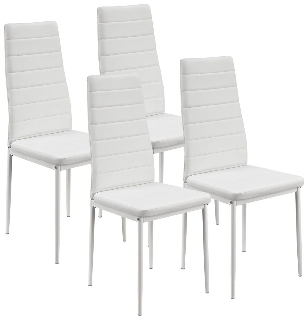 Jusky Set 4 scaune de sufragerie Loja - alb