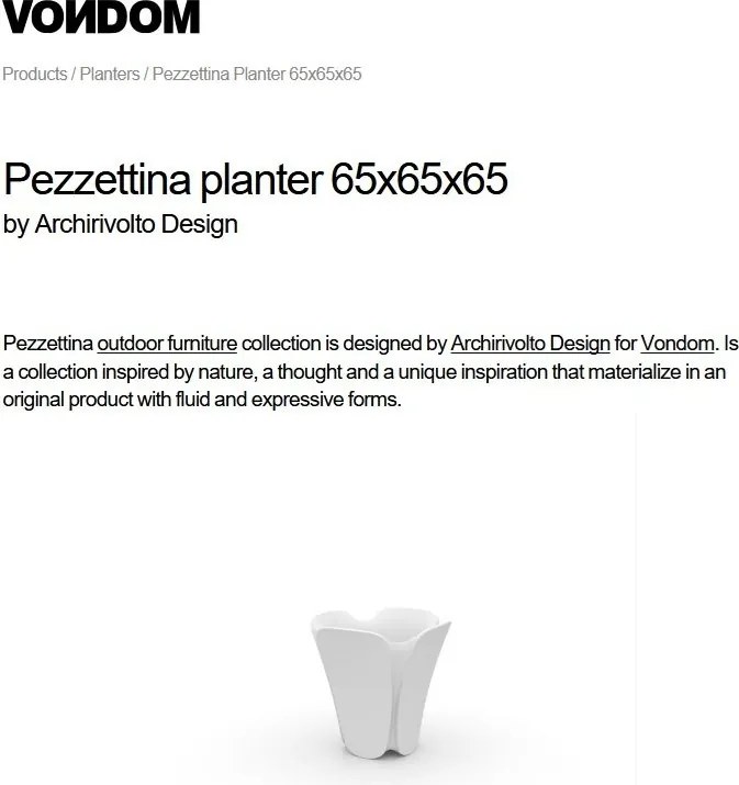 Ghiveci flori / Jardiniera plante de exterior / interior design modern premium PEZZETTINA PLANTER 65x65x65 56007R Vondom
