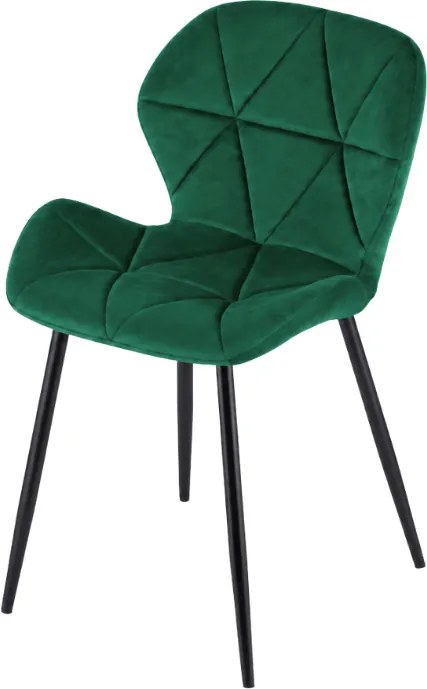 Scaun de masa MANGO VELVET cu picioare negre, verde inchis