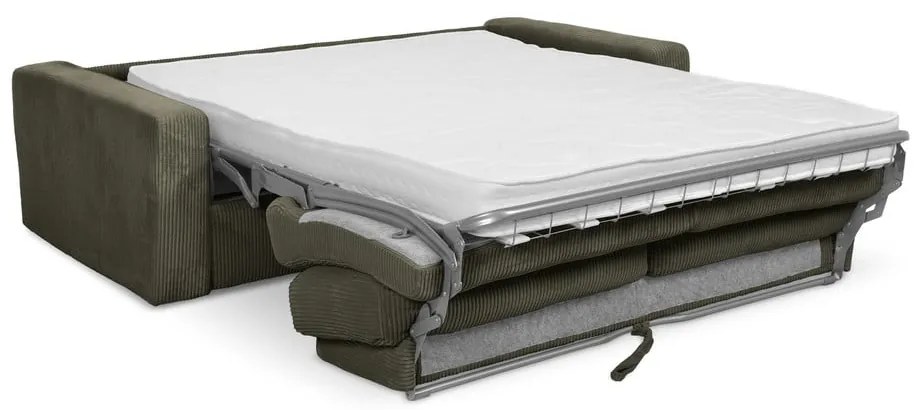 Canapea kaki extensibilă cu tapițerie din catifea reiată 195 cm Nona – Makamii