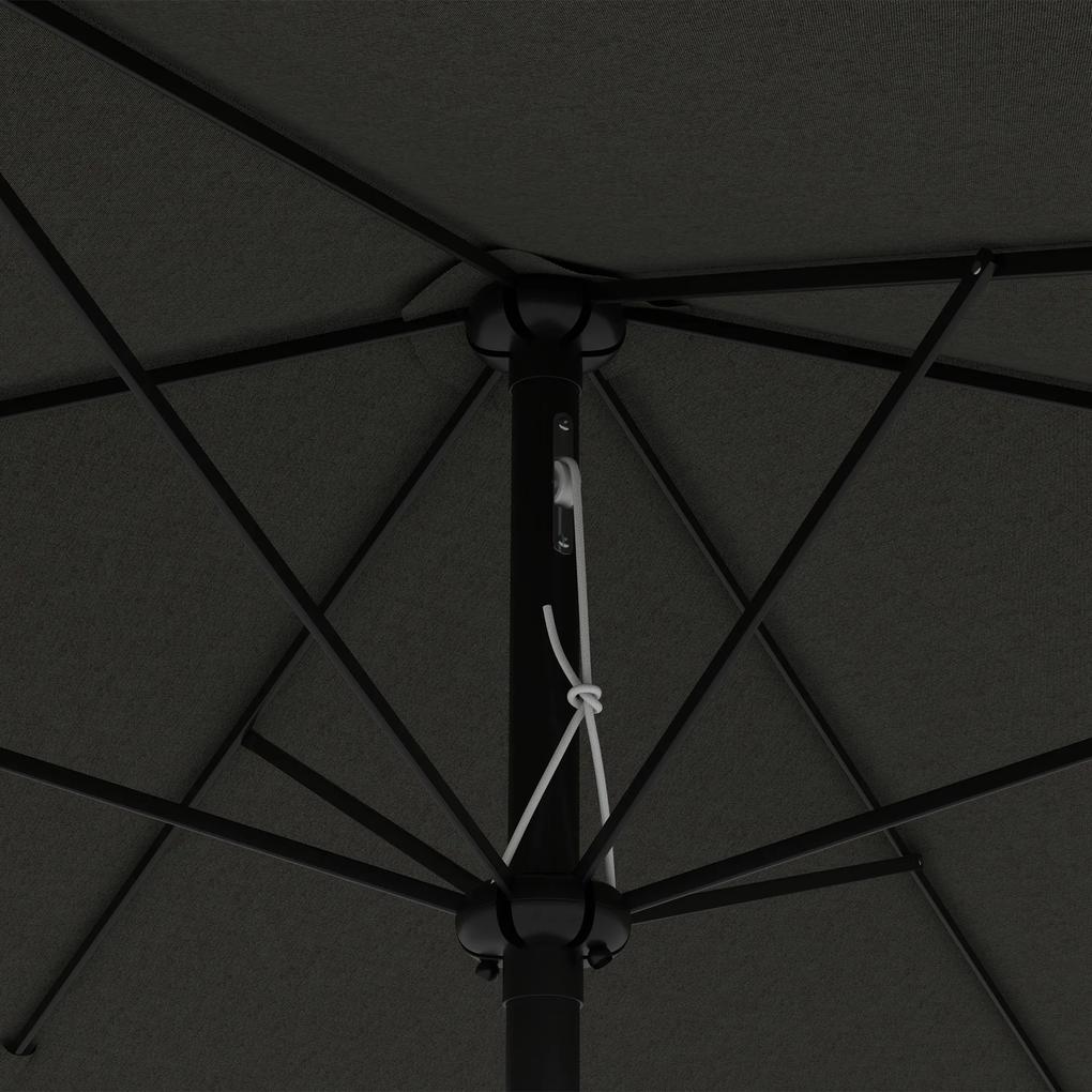 Outsunny Umbrelă de Soare Dreptunghiulară, Umbrelă pentru terasă cu înclinare și deschidere cu manivelă, 300x200x248 cm, Gri