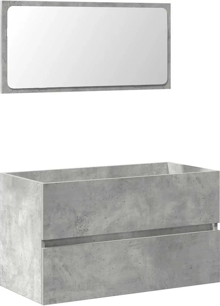 vidaXL Dulap de baie cu oglindă, gri beton, lemn prelucrat