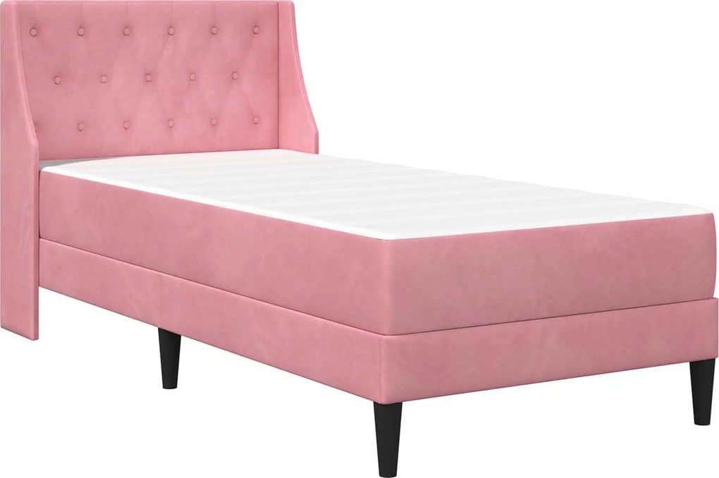 vidaXL Cadru de pat cu saltea cu saltea Roz 90 x 200 cm Catifea