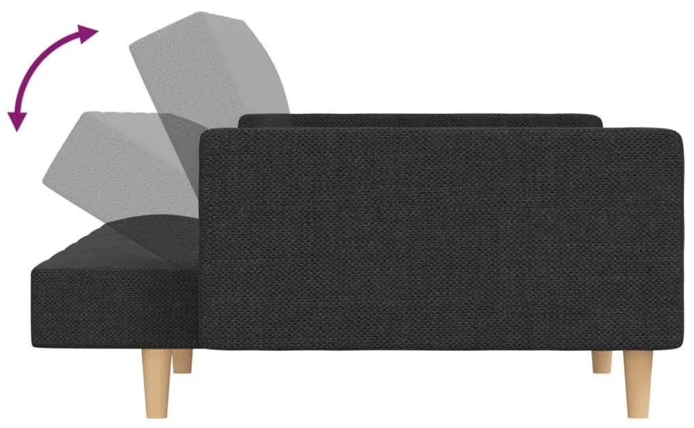 Canapea extensibila 2 locuri 2perne taburet gri inchis textil Morke gra, Cu suport de picioare