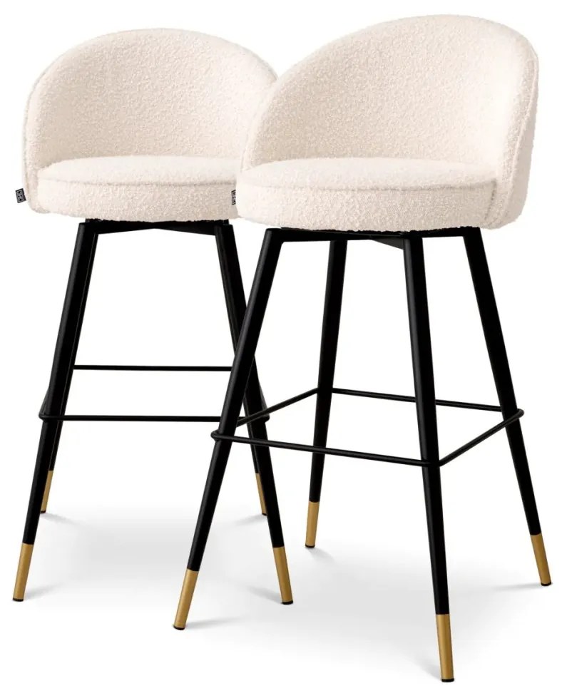 Set de 2 scaune de bar pivotante, design LUX, Bar Stool Cooper crem