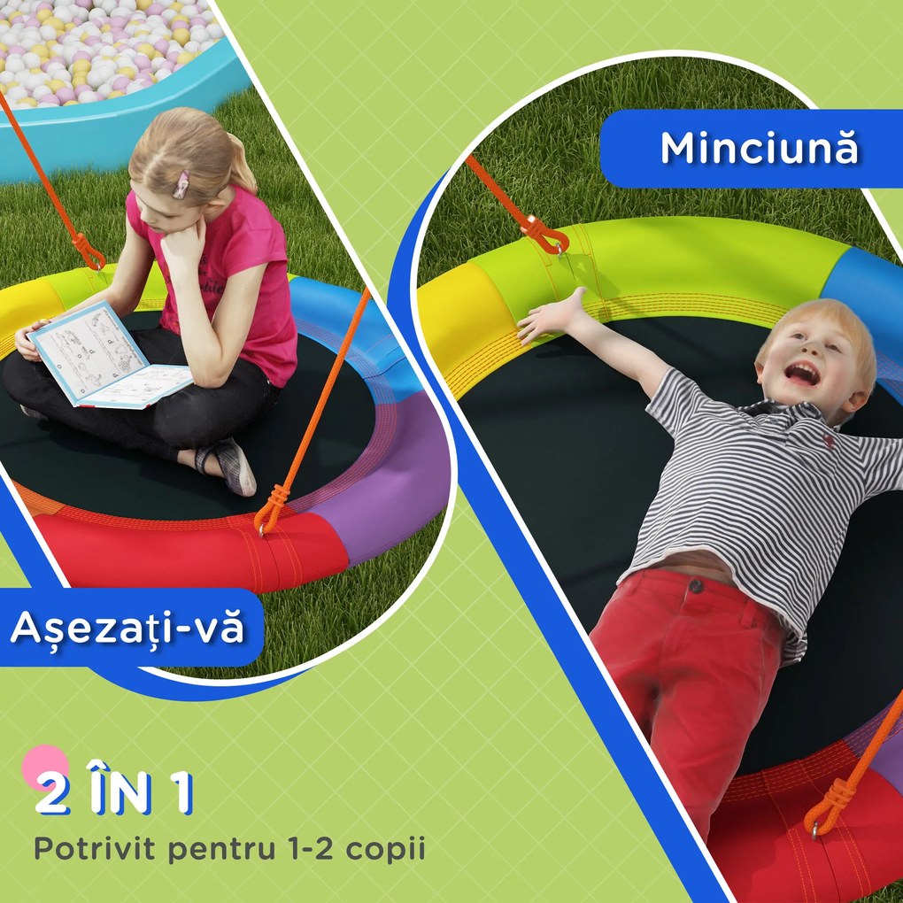 Outsunny Set de leagan pentru gradina, Leagan tip cuib pentru copii scaun de leagan cu structura in forma de A