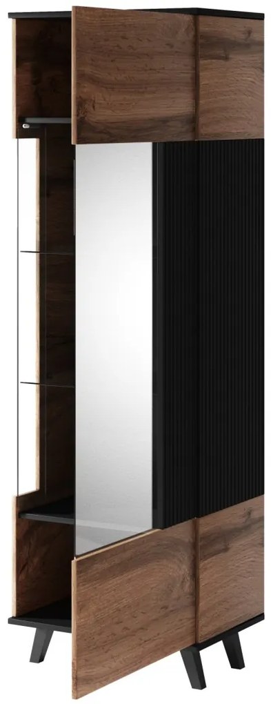 Corp depozitare Random W1 stejar wotan/negru - L60 x A40 x h182 cm