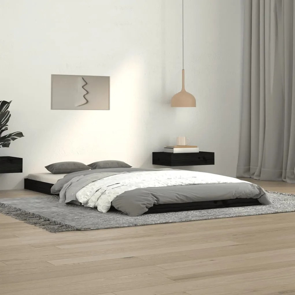 823458 vidaXL Cadru de pat, negru, 100x200 cm, lemn masiv de pin