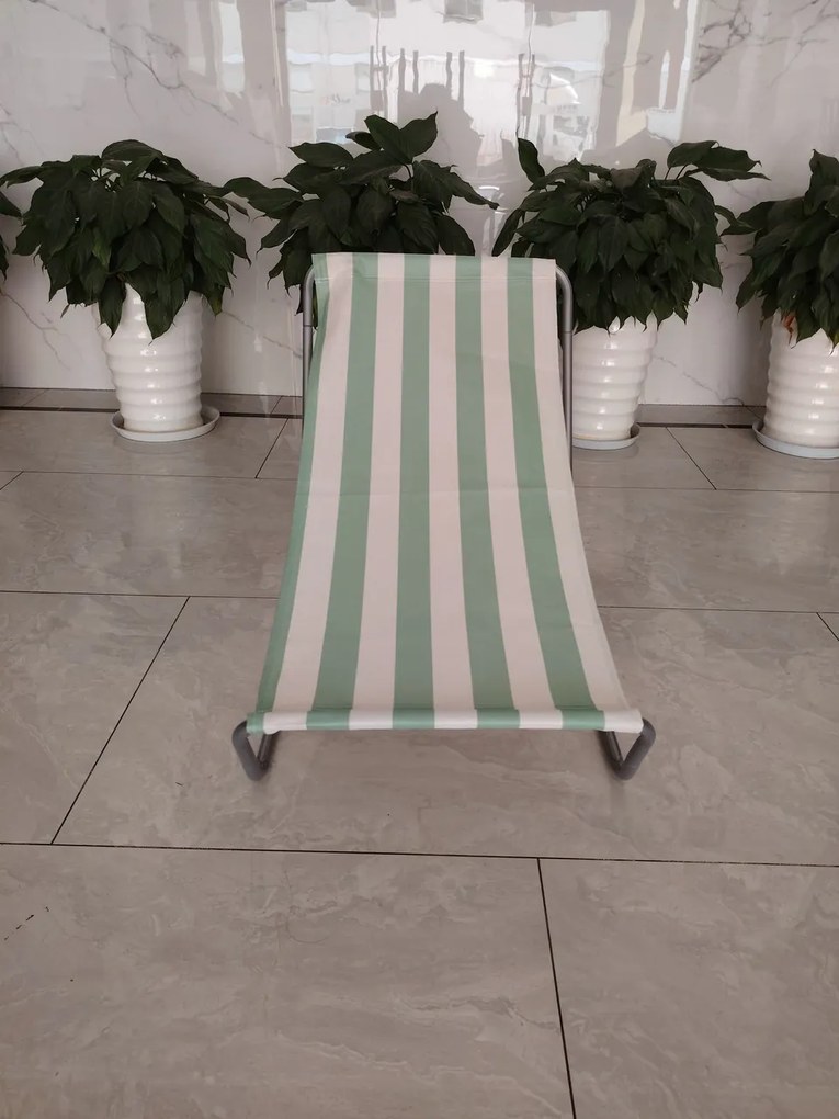 Sezlong de plaja pliabil SAND, dungi verde deschis