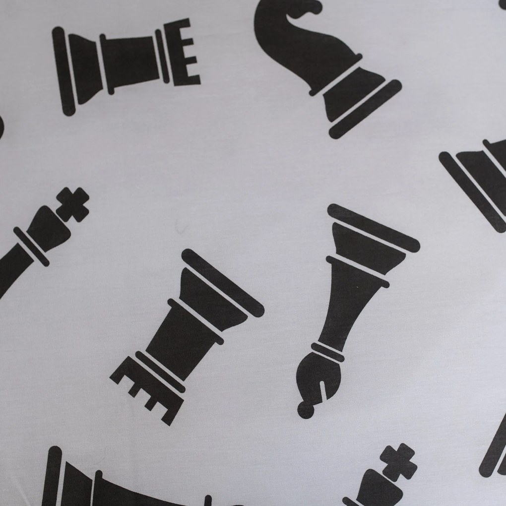 Lenjerie de pat din bumbac 3D CHESS DREAM alb-negru, 100% bumbac Dimensiune lenjerie de pat: 70 x 90 cm | 140 x 200 cm