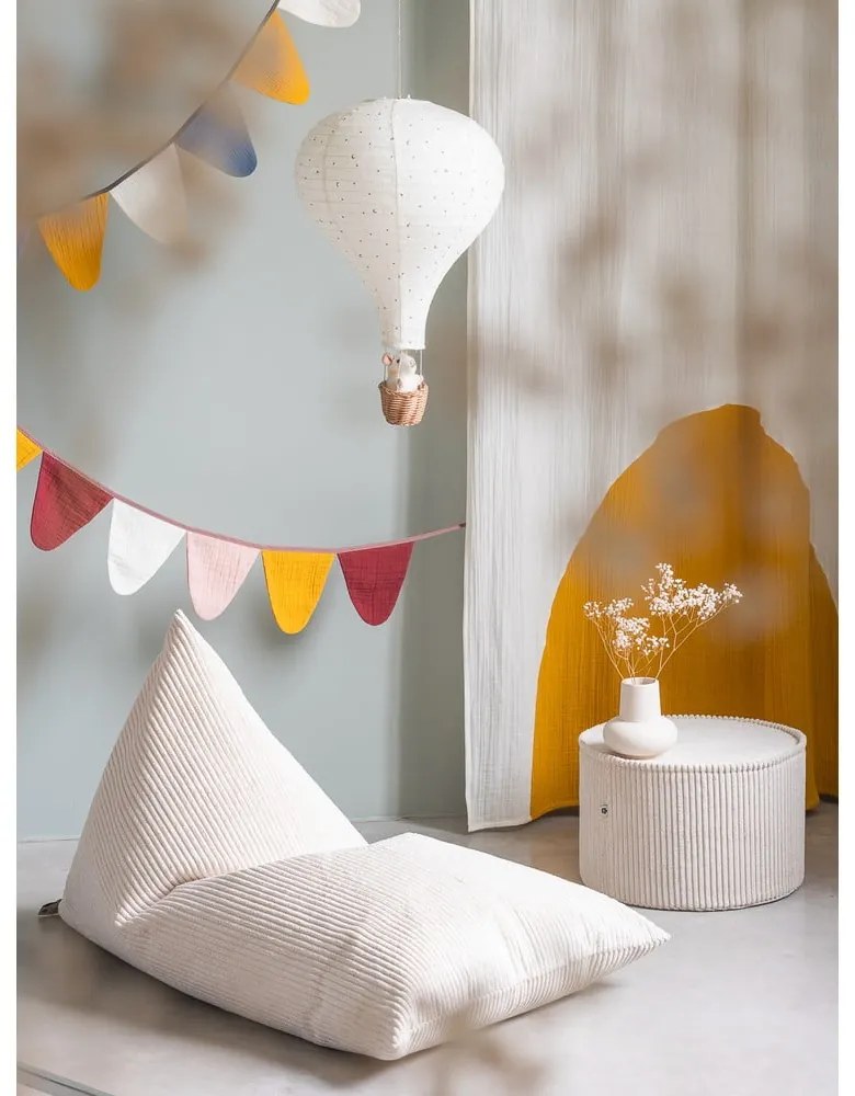 Fotoliu puf pentru copii crem cu tapițerie din catifea reiată Big Lounger – Wigiwama