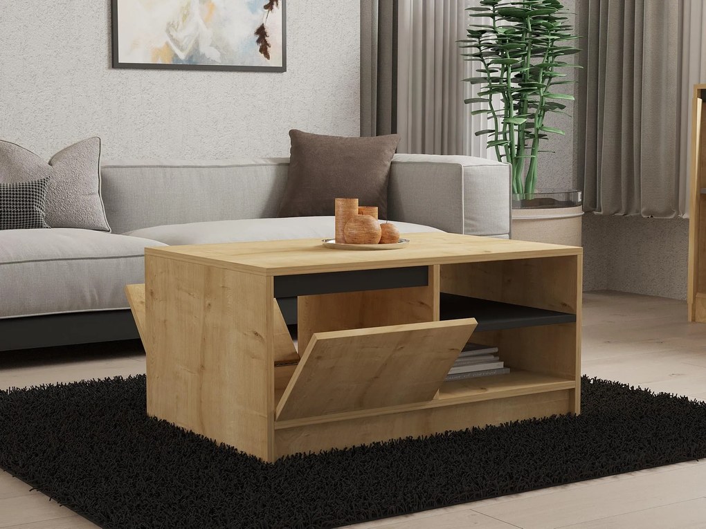 Set mobilier living Sunalerza (Stejar zafir + antracit). 1107149