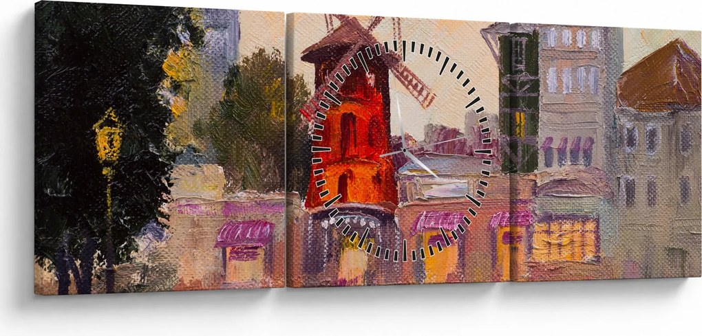 Tablou - Moulin rouge, Paris, Franța (cu ceas) (90x30 cm)