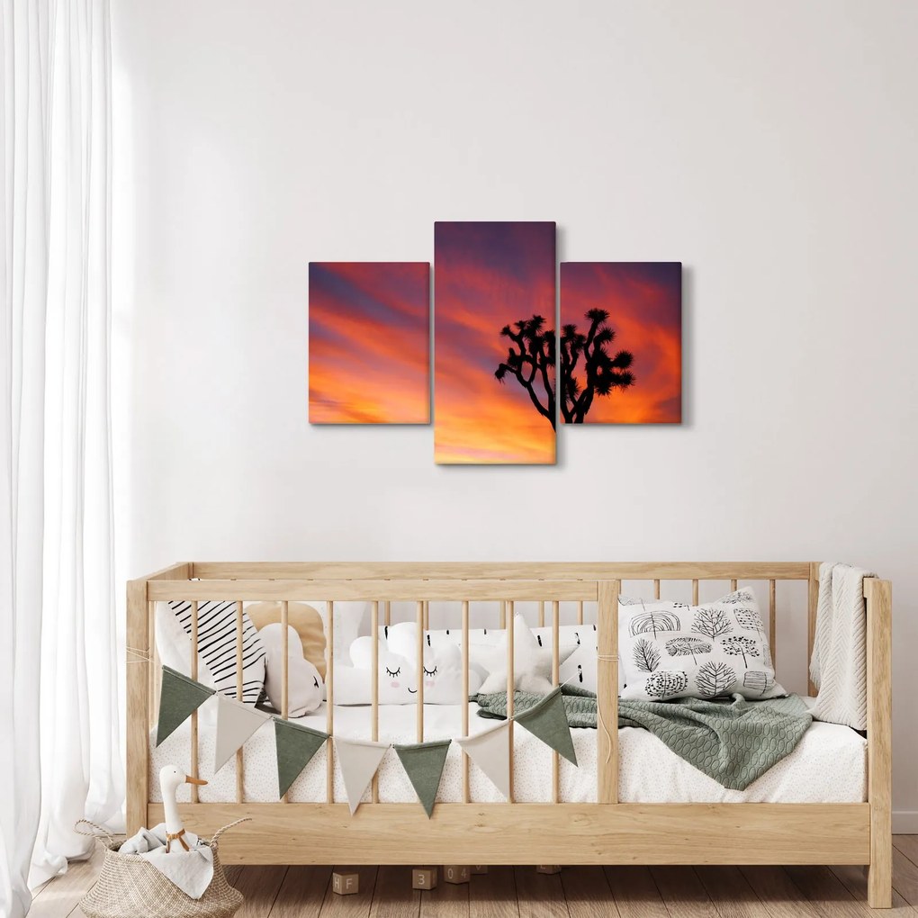 Tablou apus de soare deasupra siluetei unui copac (90x60 cm)