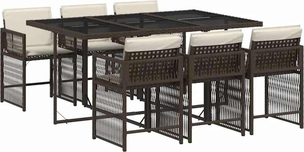 vidaXL Set mobilier de grădină cu perne, 7 piese, maro, poliratan