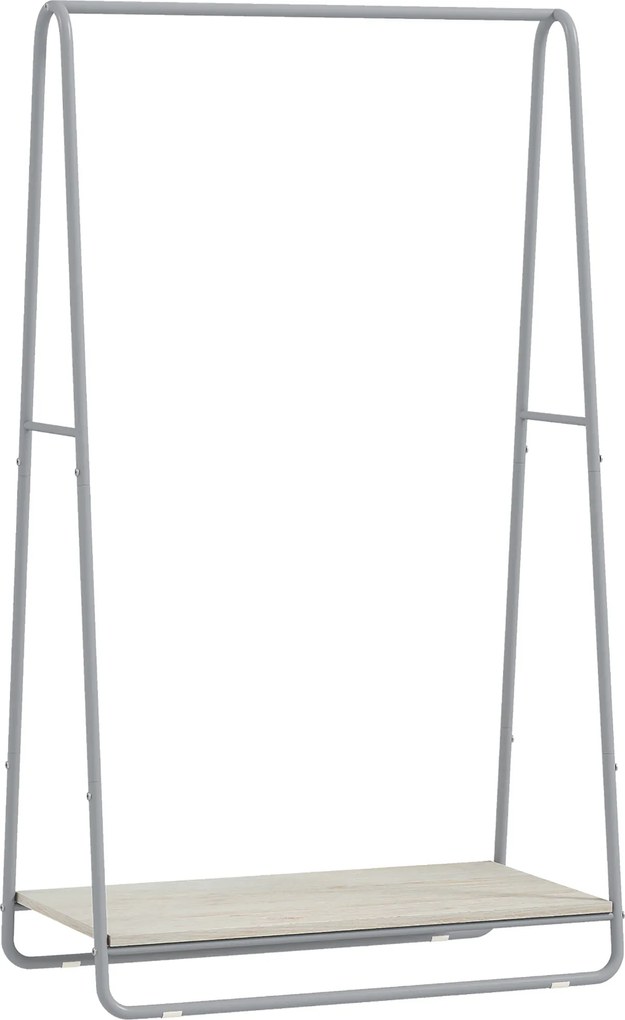 HOMCOM Cuier 3-în-1 cu raft pentru încălțăminte, bare superioare și laterale, structură metalică, natural și gri | Aosom Romania