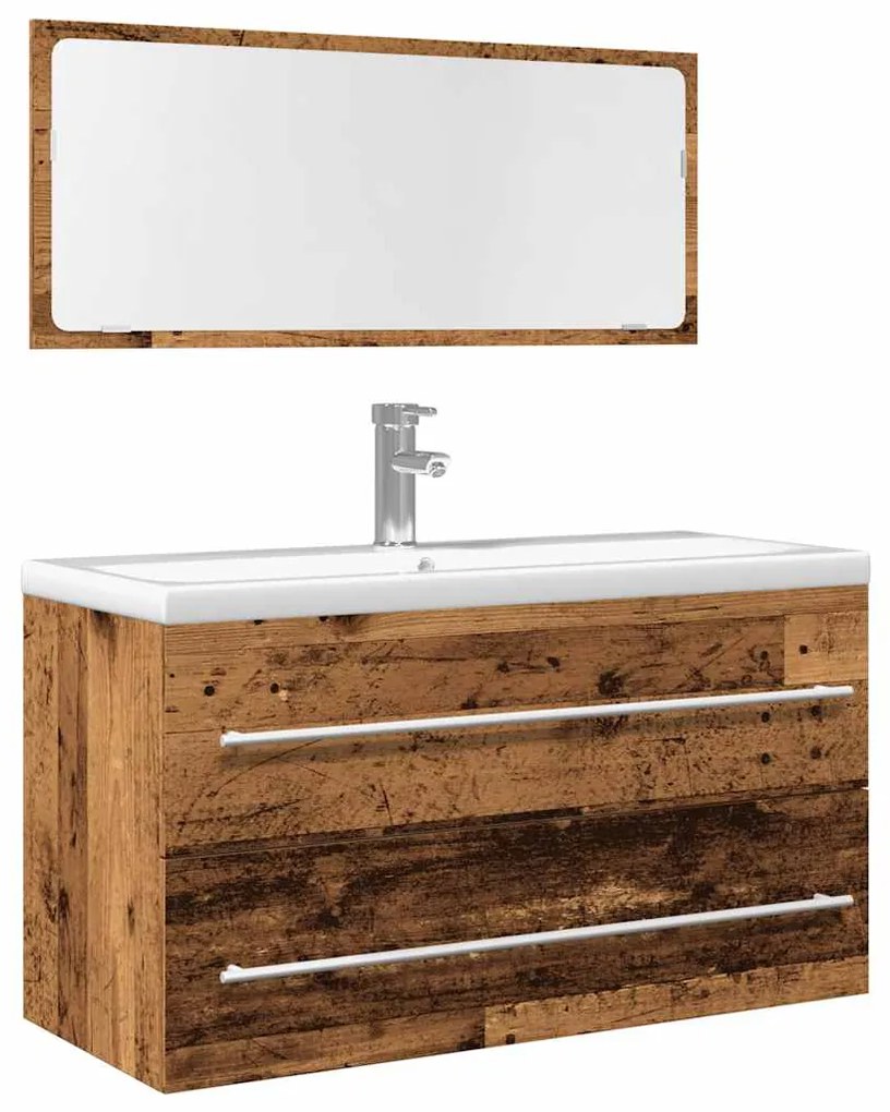 vidaXL Set mobilier de baie, 2 piese, lemn vechi, lemn prelucrat