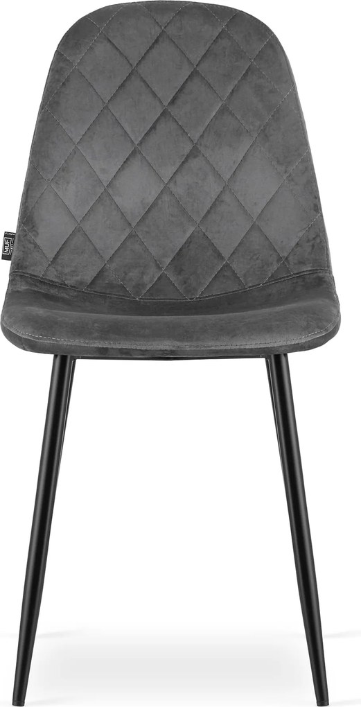 OFERTA Scaun din catifea gri inchis ASTI cu picioare negre categoria a II-a