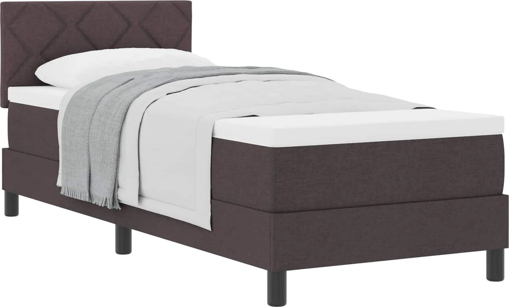 vidaXL Pat cu arcuri cu saltea Maro închis 80 x 200 cm țesătură