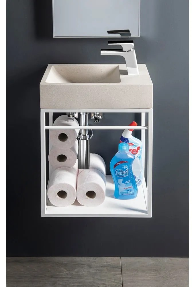 Chiuvetă mică pentru WC gri deschis din beton 40x22 cm Crest – Sapho