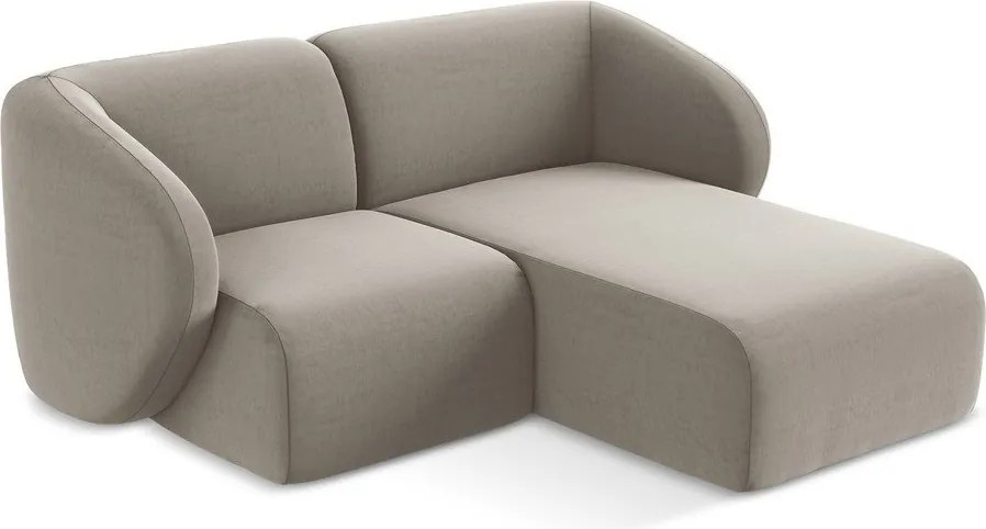 Colțar maro deschis cu tapițerie din catifea (cu colț pe partea dreaptă/cu șezlong) Lani – Makamii