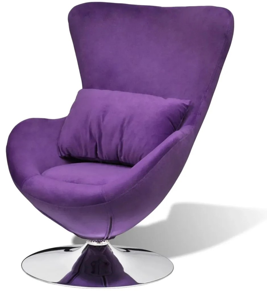 241177 vidaXL Scaun ou rotativ, cu pernă, violet, catifea, mic