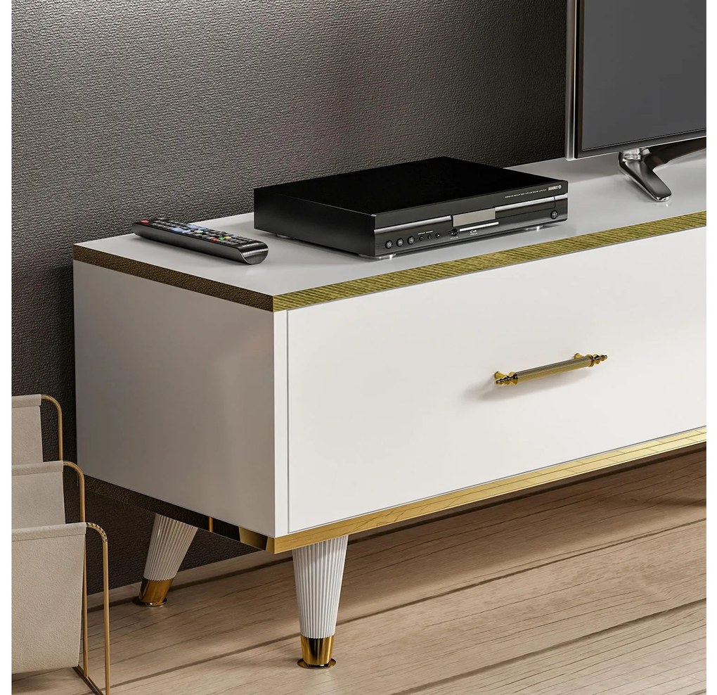 Mobilier living Mevala 2 (alb + auriu) . 1095633