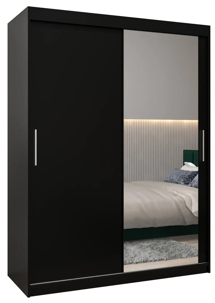 Dulap de haine 150 cm Toki 2 (negru mat + negru mat). 1064990
