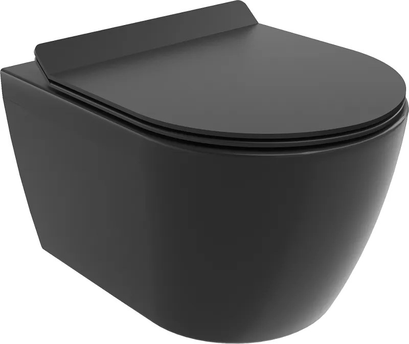 Mexen Carmen vas wc Rimless cu capac cu închidere lentă slim, duroplast, negru mat - 30880185