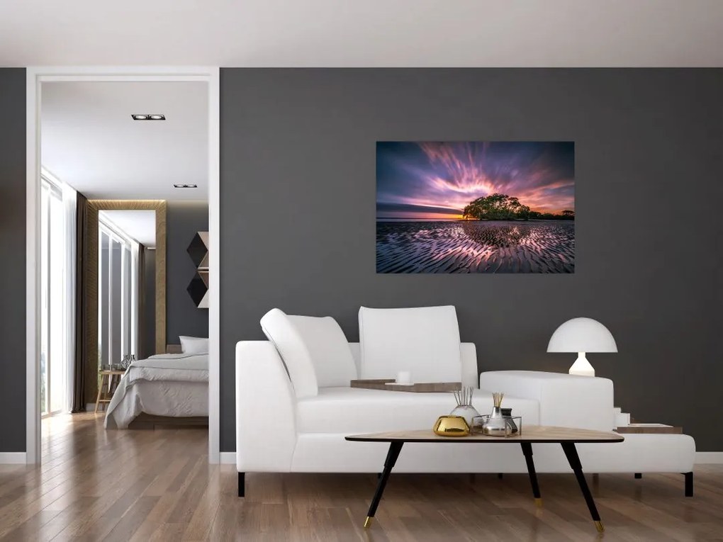 Tablou cu plajă în apus de soare (90x60 cm)