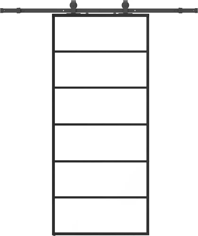 vidaXL Ușă glisantă cu set de feronerie neagră 90x205 cm Sticlă ESG