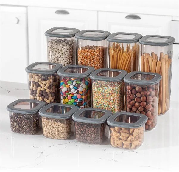 Set de Cutii pentru Depozitare, 12 Piese, Culoare Antracit, 964FRM1110