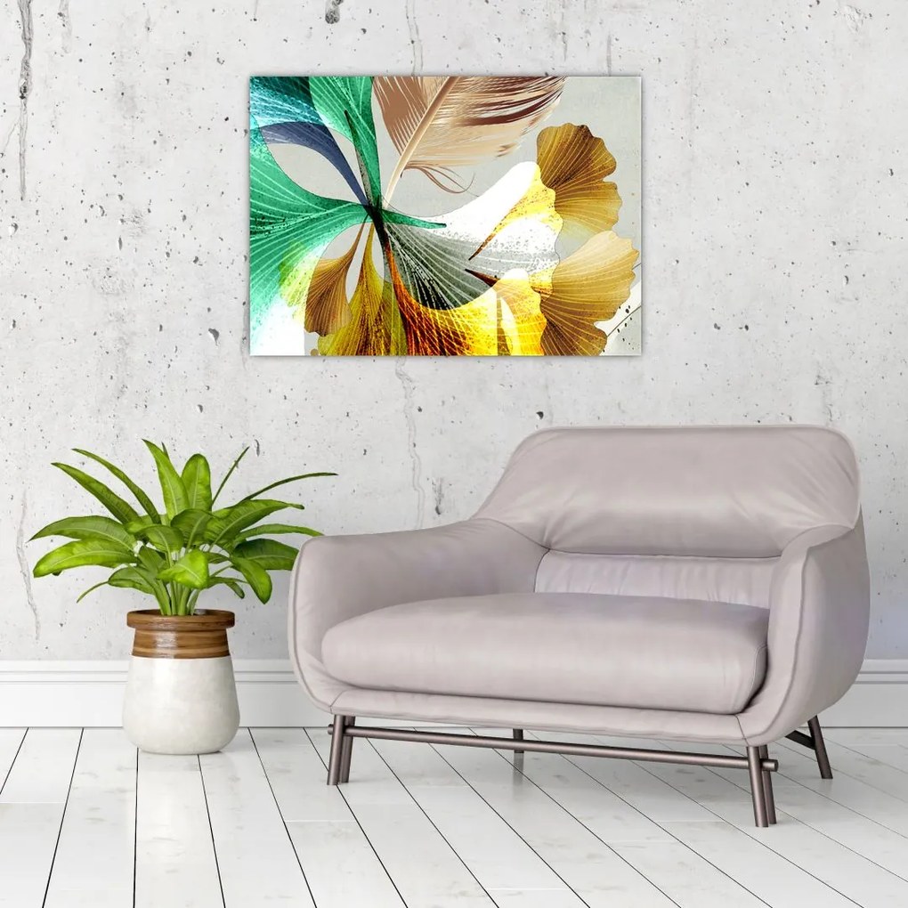 Tablou - Frunze cu pană (70x50 cm)